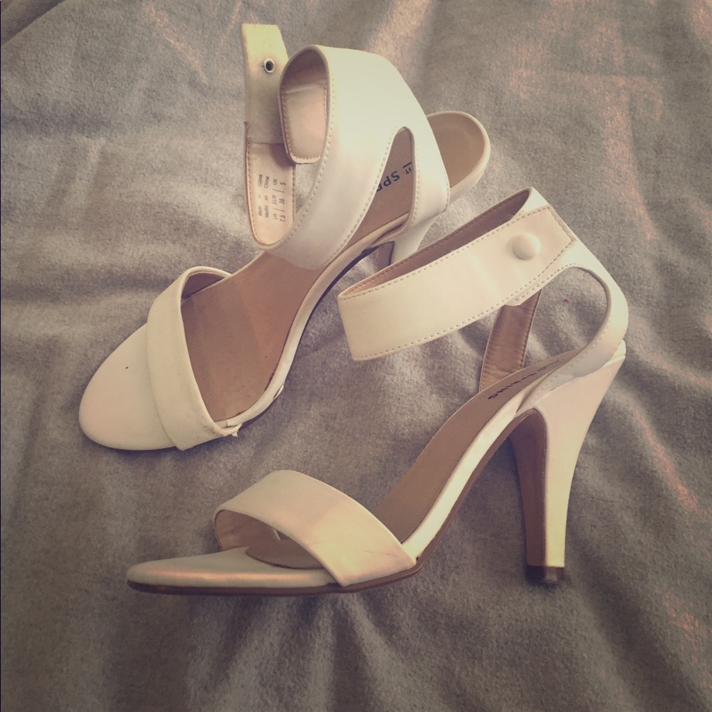 White strappy heels