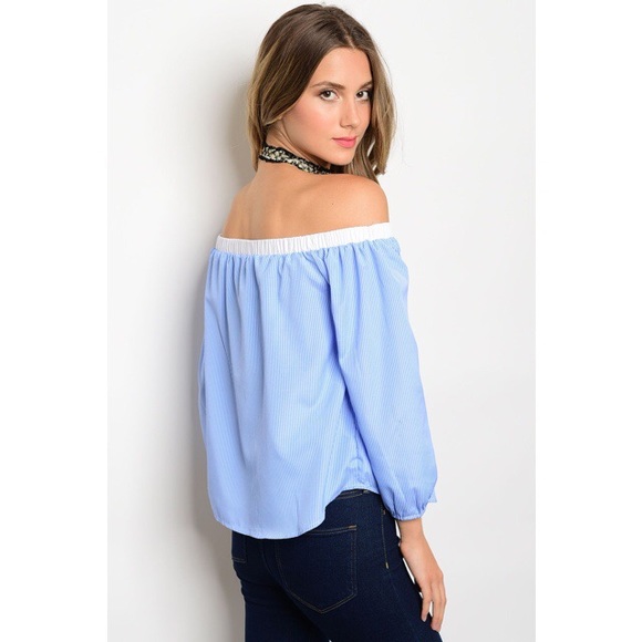 Blue Off Shoulder Top - Picture 3 of 4