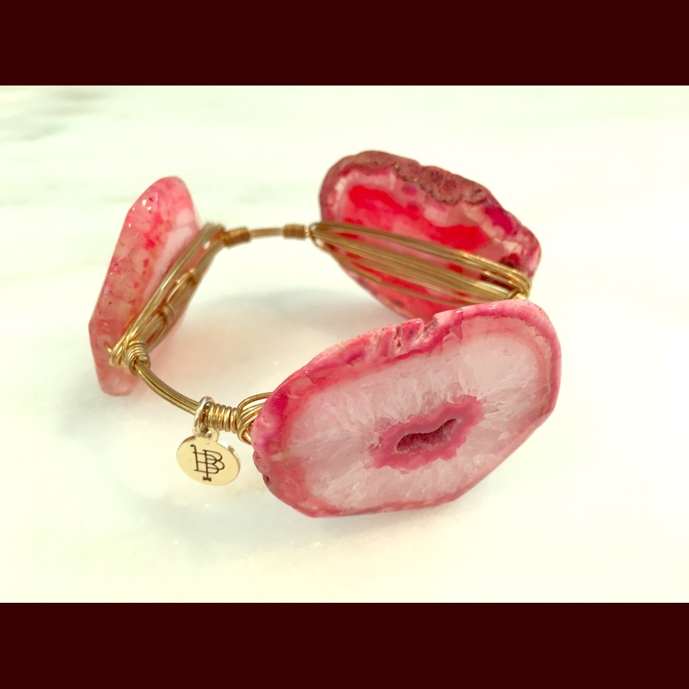 Pink/white stone Bourbon and Bowties bracelet.