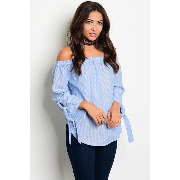 SOLD OUT! Blue Pinstripe Top - Picture 2 of 5