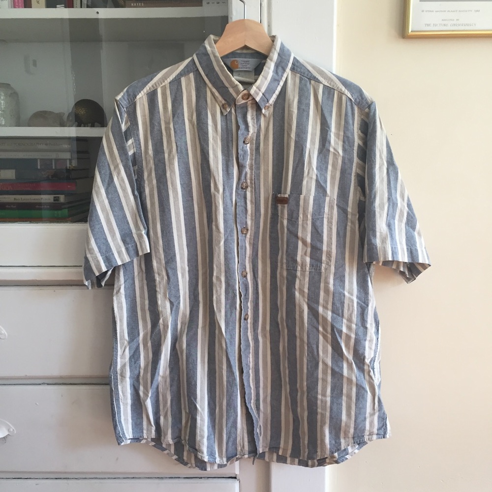 {Carhartt} Men's Short Sleeve Striped Button Down