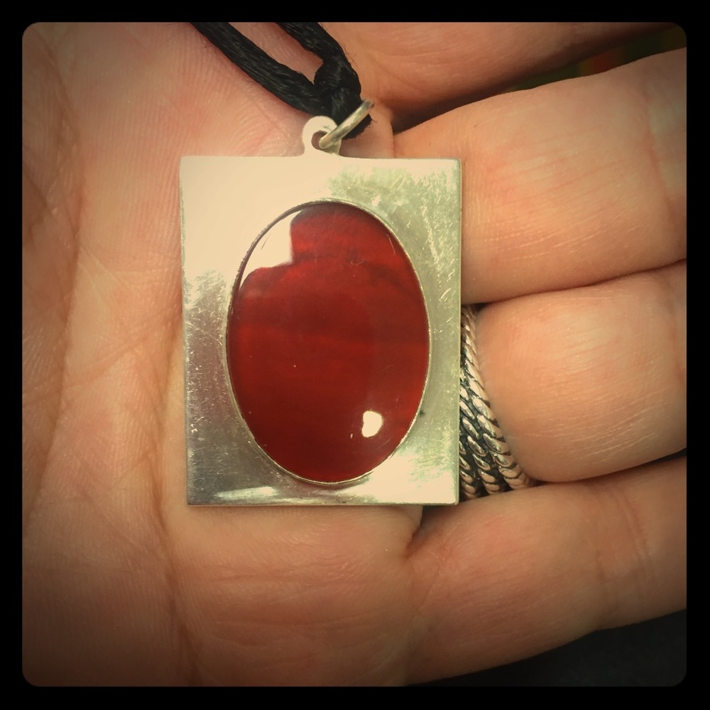 Vintage Carnelian and Sterling charm