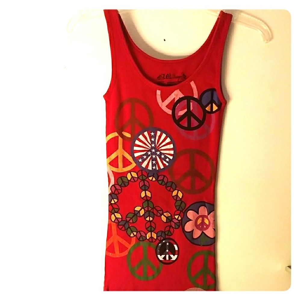 Tank Top Red Peace Sign Print