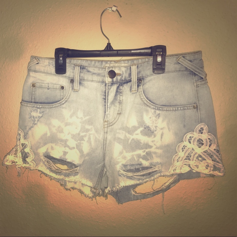 Free people distressed Jean shorts. Worn once