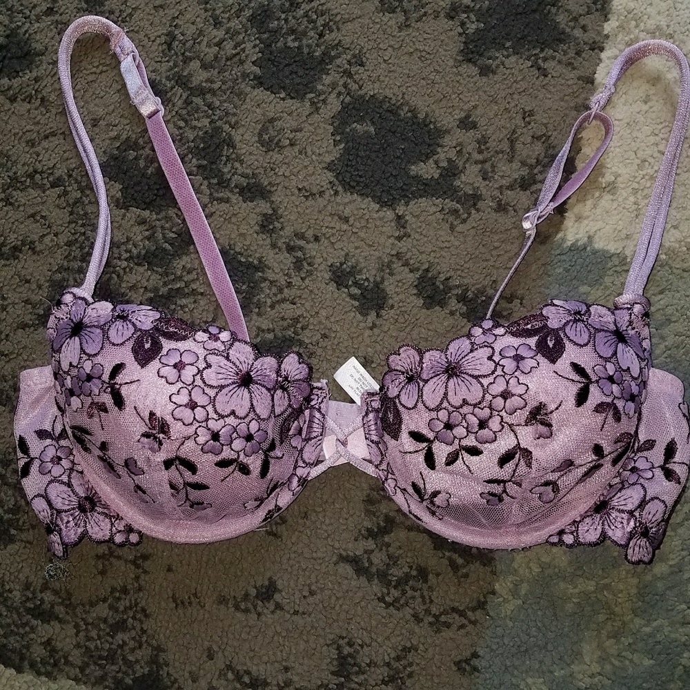 VS floral lace padded demi push-up
