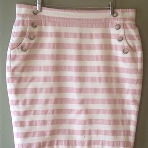 Pink and off white stripped skirt