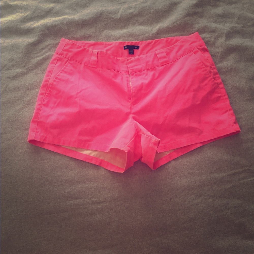 Bright pink twill shorts