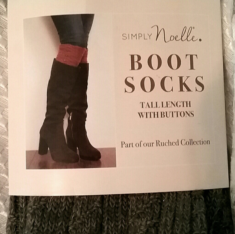 Trendy Tall Cuffed Boot Socks With Button Accents