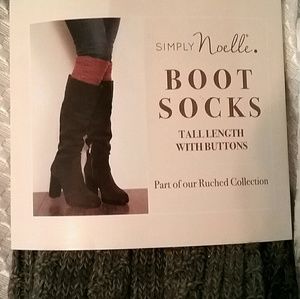 Trendy Tall Cuffed Boot Socks With Button Accents