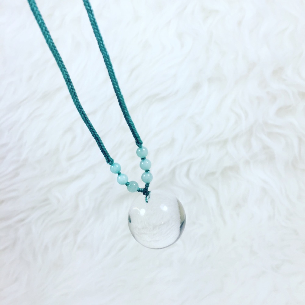Handmade Glass Ball Braided Necklace