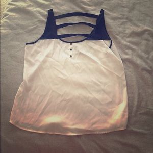 Black and white silky tank