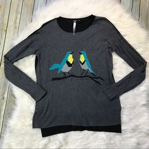 [Kensie] Long Sleeve Gray Bird Sweater