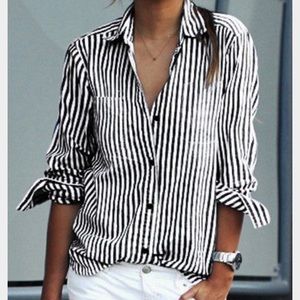 Blacks and white stripe button down