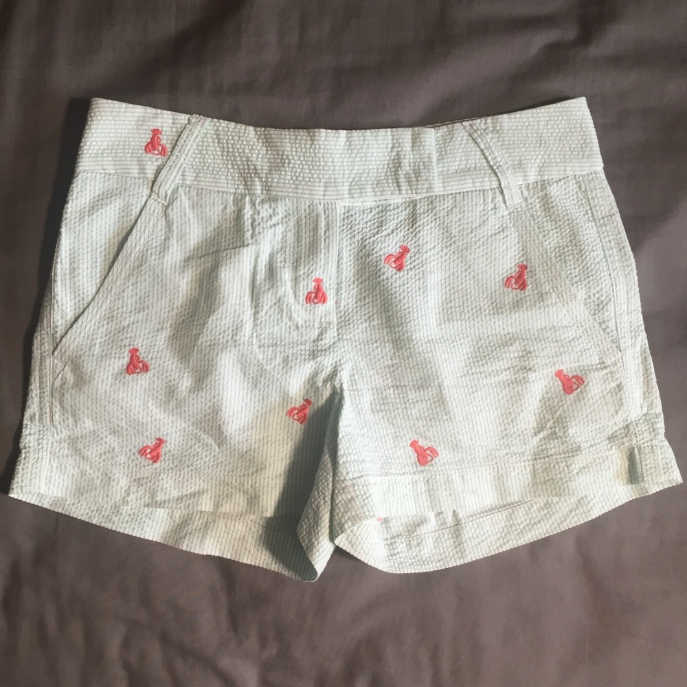 J Crew Lobster Seersucker City Fit 3" Shorts