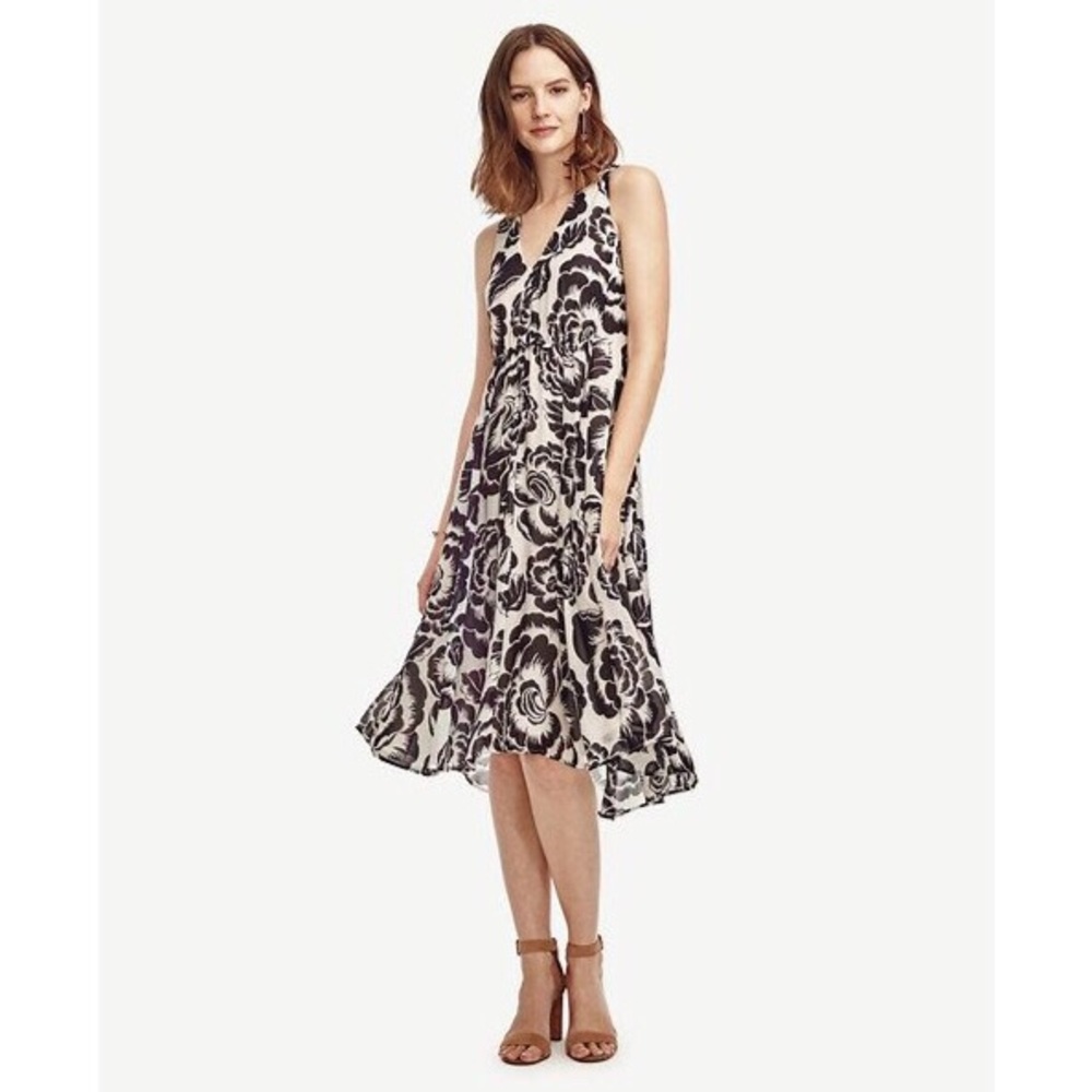 Ann Taylor Women's Chiffon Floral Print Midi Dress