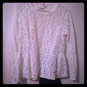 Lauren conrad White sheer lace top