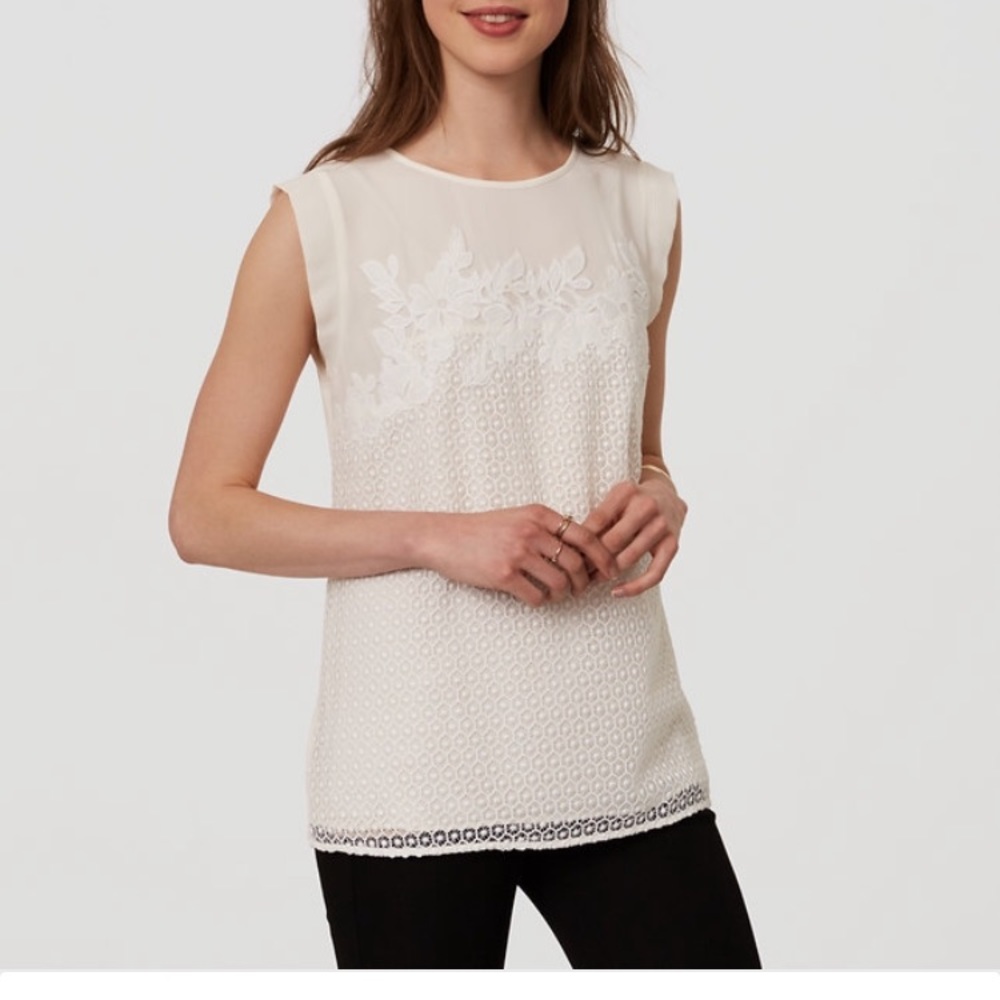 Mixed Floral Lace and Embroidered Shell - Loft