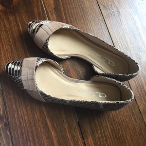 Snakeskin print flats