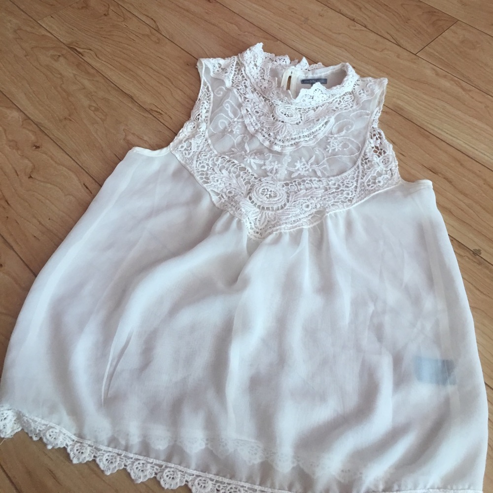 high neck, lace tank