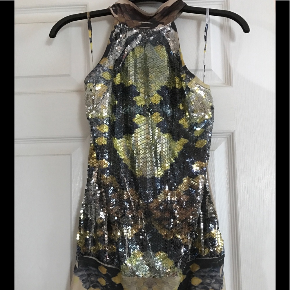 Snakeskin sequin mini dress