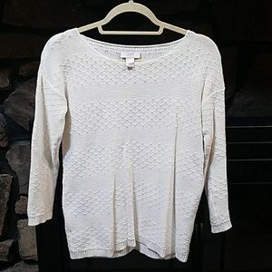 LOFT Ivory Sweater with 3/4 Length Sleeves