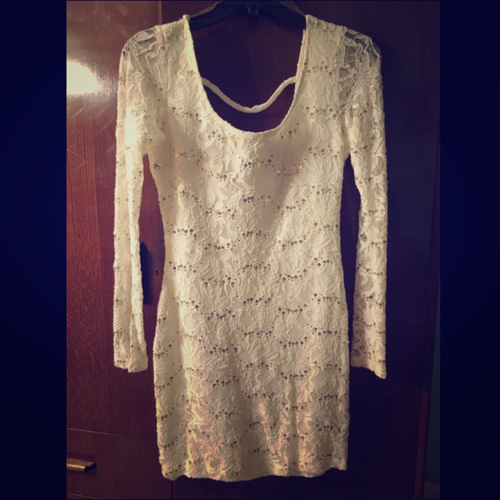 White sequined formal dress(Great for homecoming!)