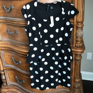 Black and white peplum dress
