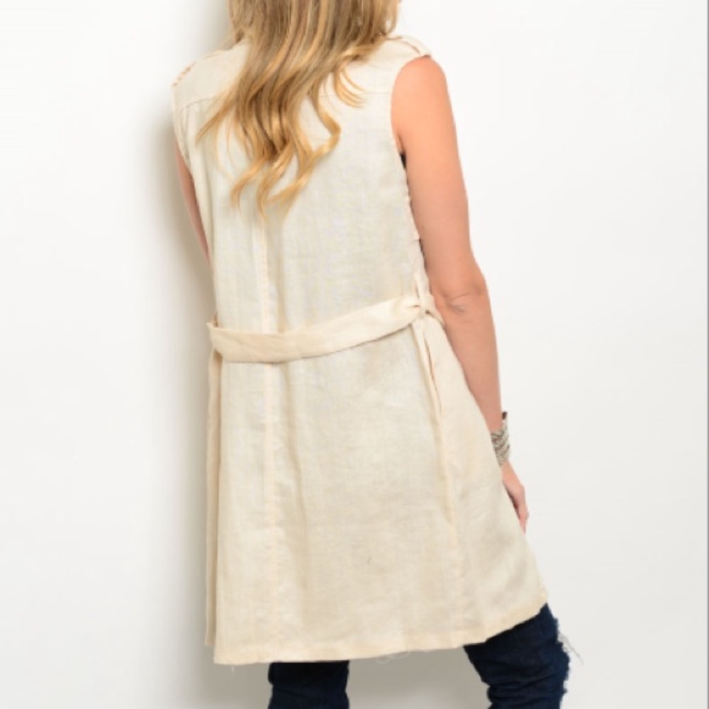 Taupe trench-style vest duster, NWT - Picture 2 of 6