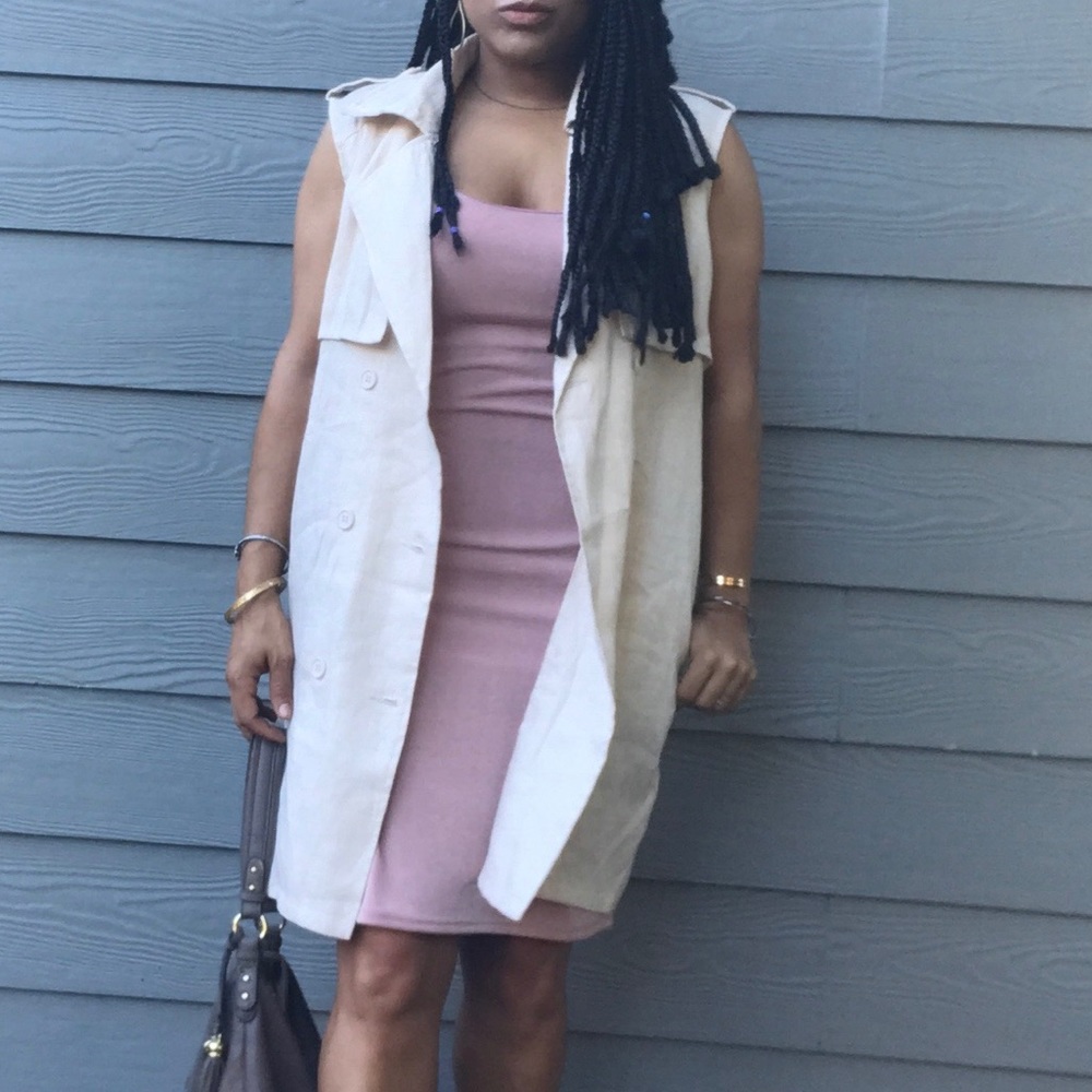 Taupe trench-style vest duster, NWT - Picture 3 of 6