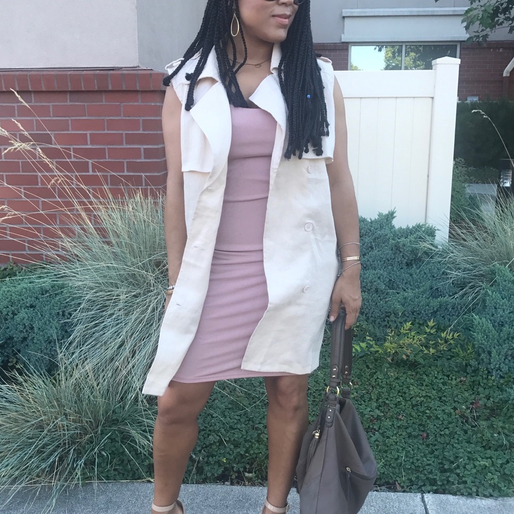 Taupe trench-style vest duster, NWT - Picture 5 of 6