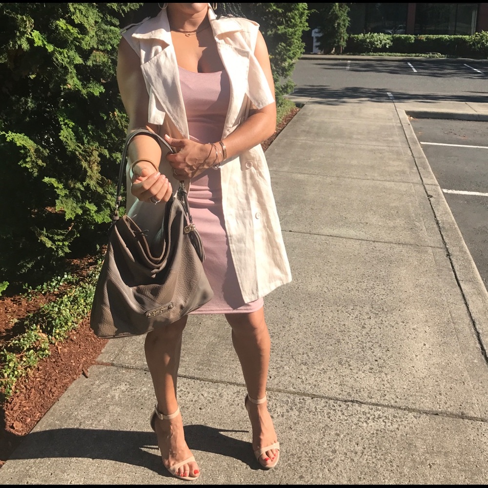 Taupe trench-style vest duster, NWT - Picture 6 of 6