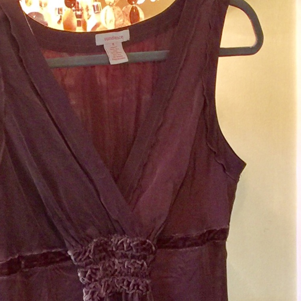 Sundance silk with velvet look trim dress size 4