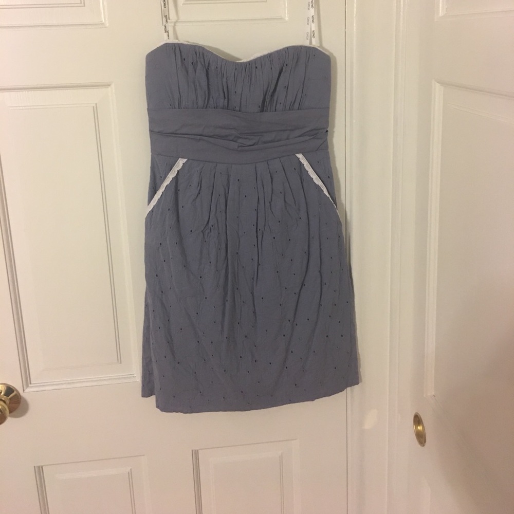 Strapless purple pocket dress