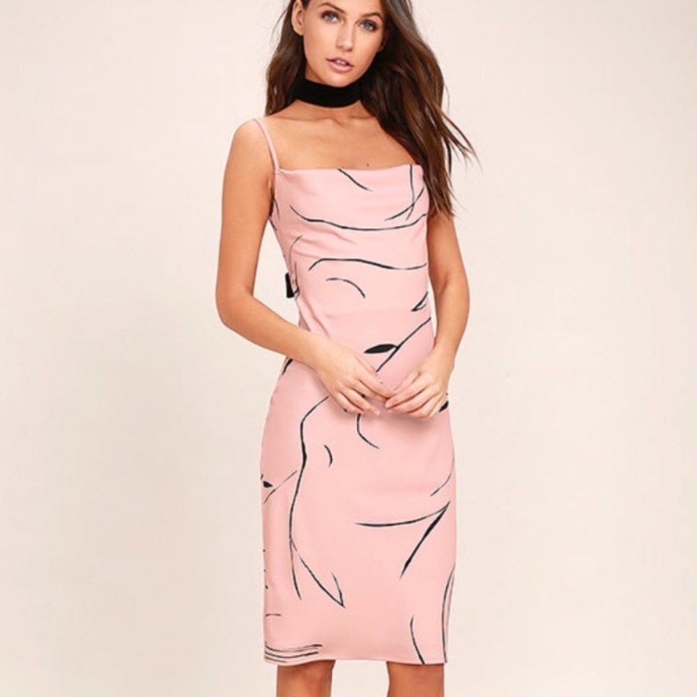 Lulu's Keepsake stolen dance blush pink print midi