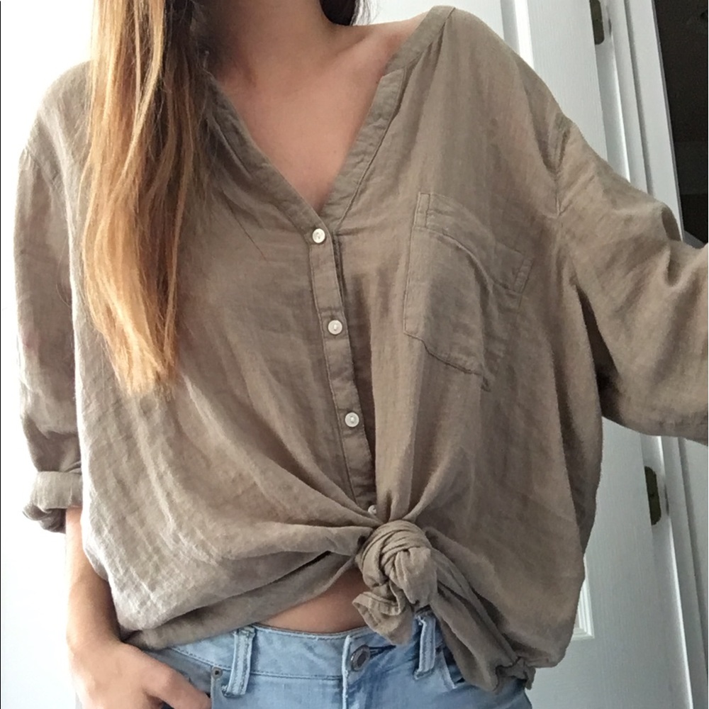 Olive Oversized Boyfriend Tunic