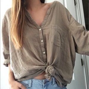 Olive Oversized Boyfriend Tunic