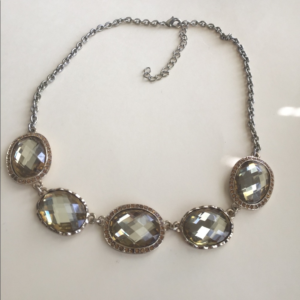 Ann Taylor LOFT Gold and Crystal Necklace