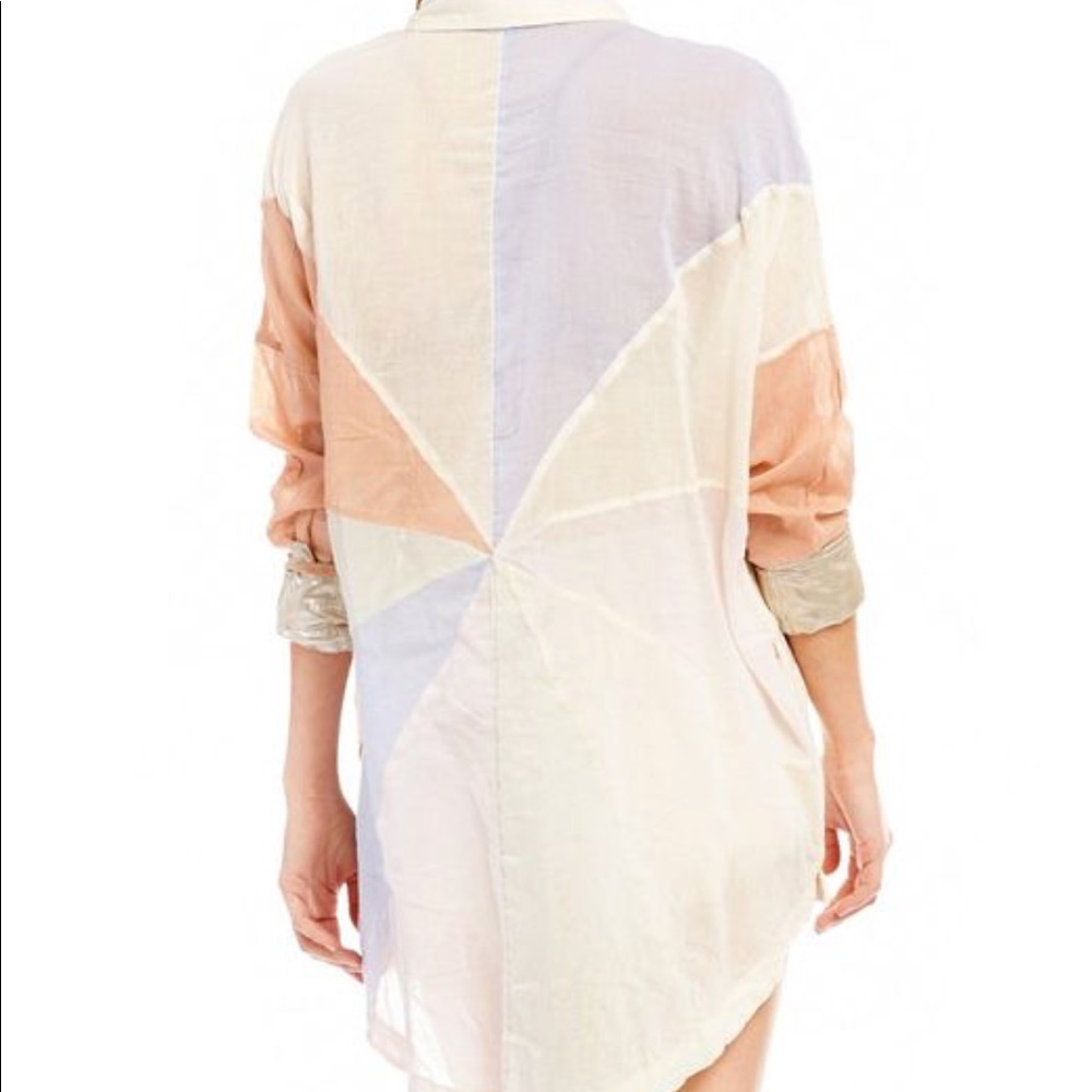 Free People Rainbow Rays Button Down Shirt XS