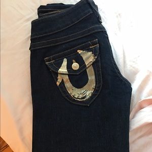True Religion Billy gold foil jeans