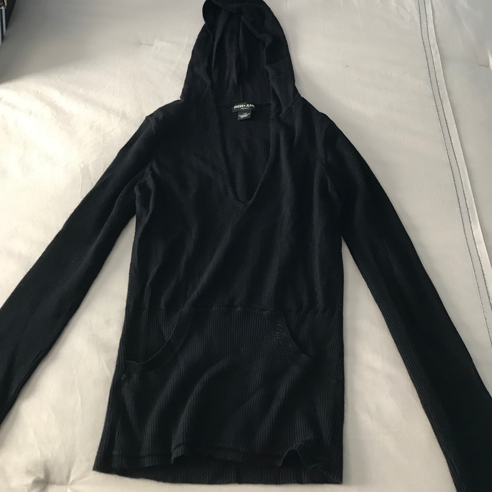 Guess Black stretchy hoodie. Runs small for a L