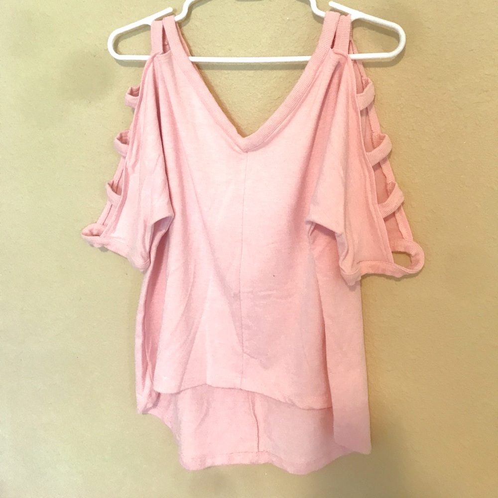 Pink ladder shoulder top
