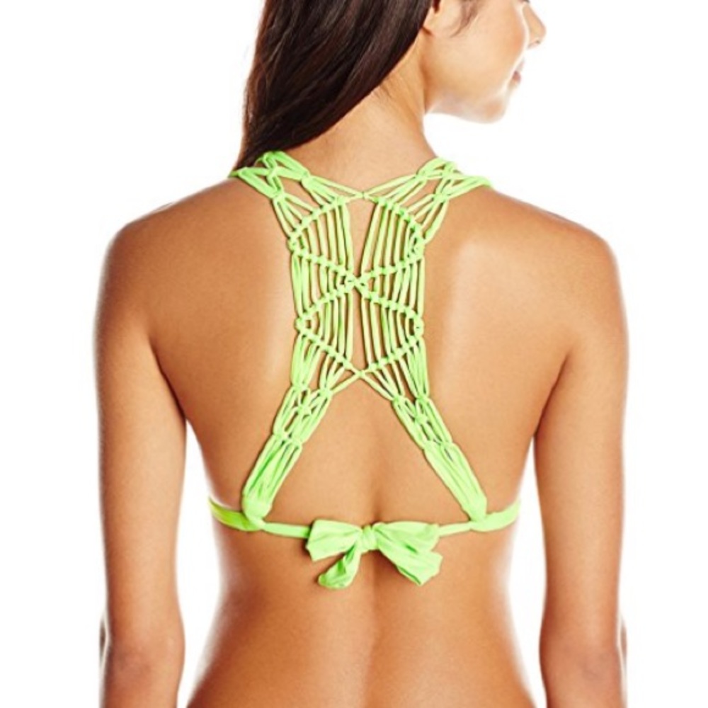 Maaji Spearment Knots Bikini Top Size M neon green