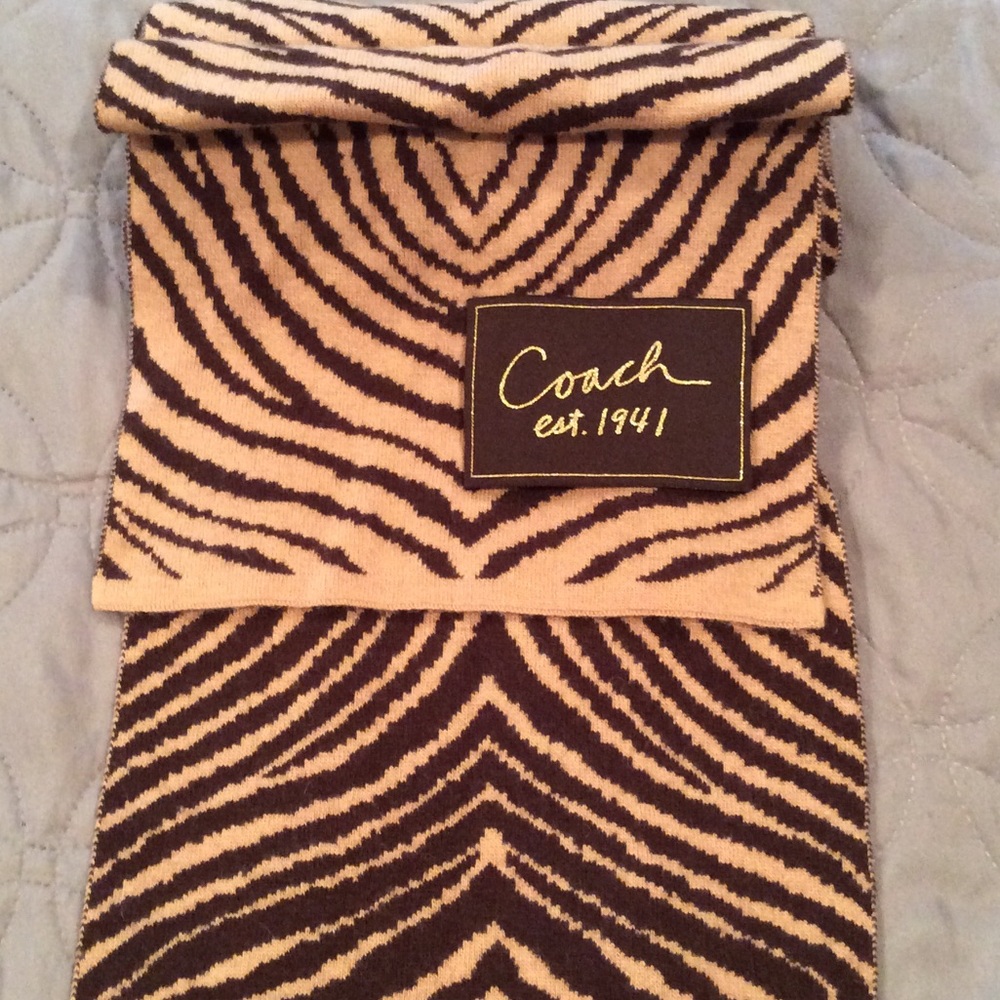 Coach scarf zebra muffler in brown