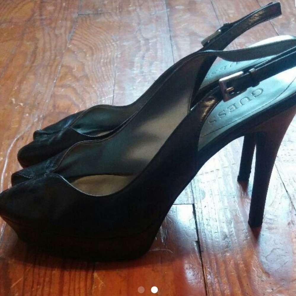 Size 9, Guess, open toe stilletos