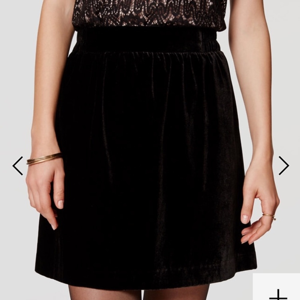 Brand new black Loft velvet skirt