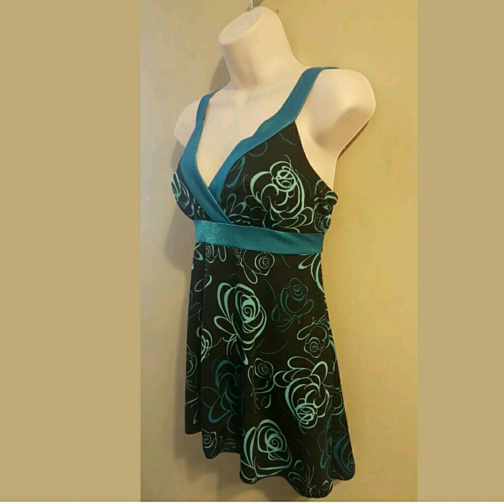 Black & Blue Asymmetrical Babydoll Top