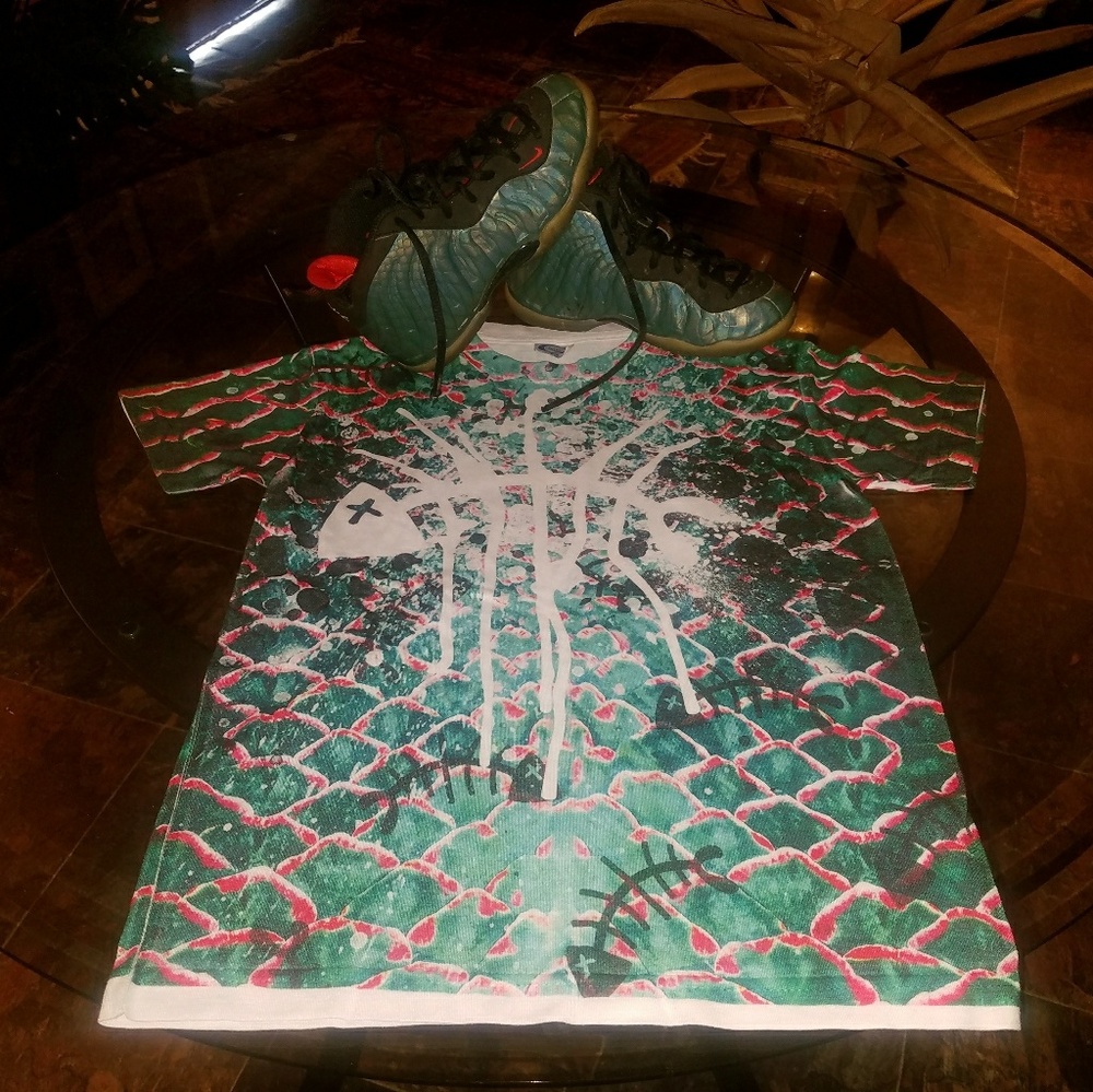 Go fishing Foamposites + custom-made shirt size sa