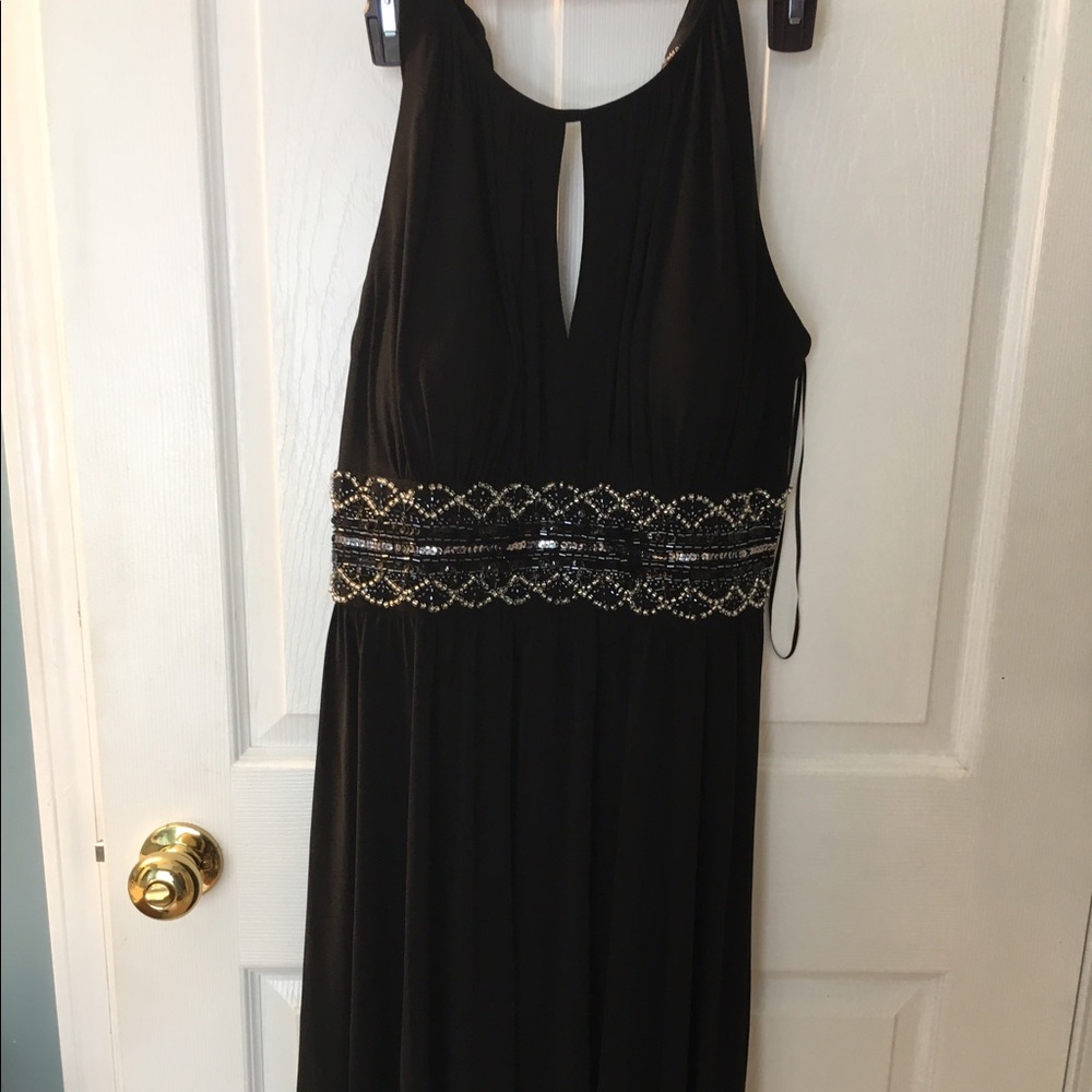 Black sequin dress sz 16 EUC, zipper halter style