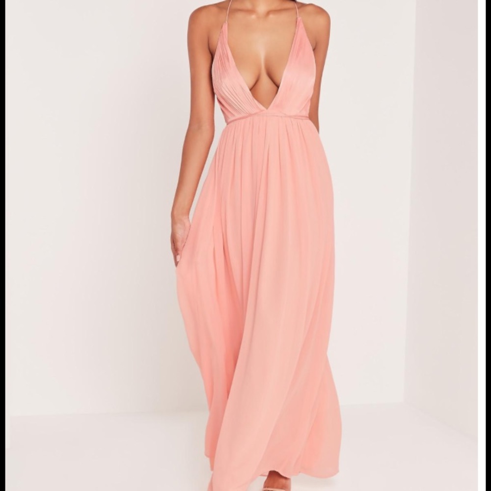 MISSGUIDED x CARLI BYBEL PLEATED SILKY MAXI DRESS