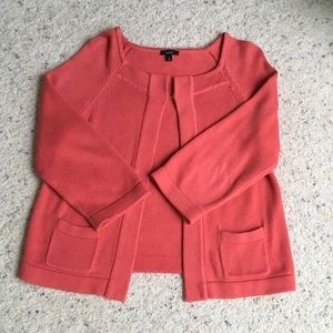 Talbots 3/4 sleeve coral sweater w/ front pockets